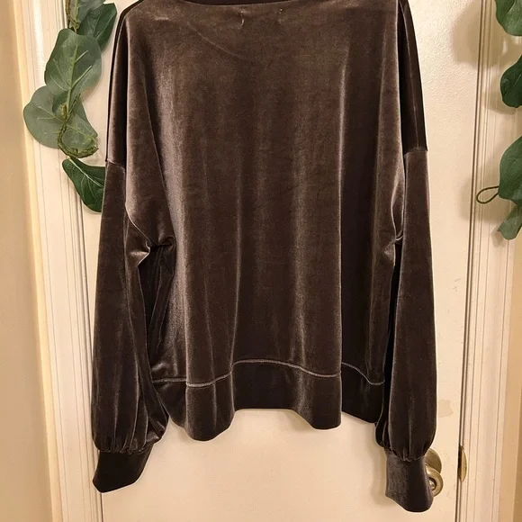 Madewell Women’s Sweater- Velvet Pullover-Long Sleeve-Brown XXL - Picture 6 of 13